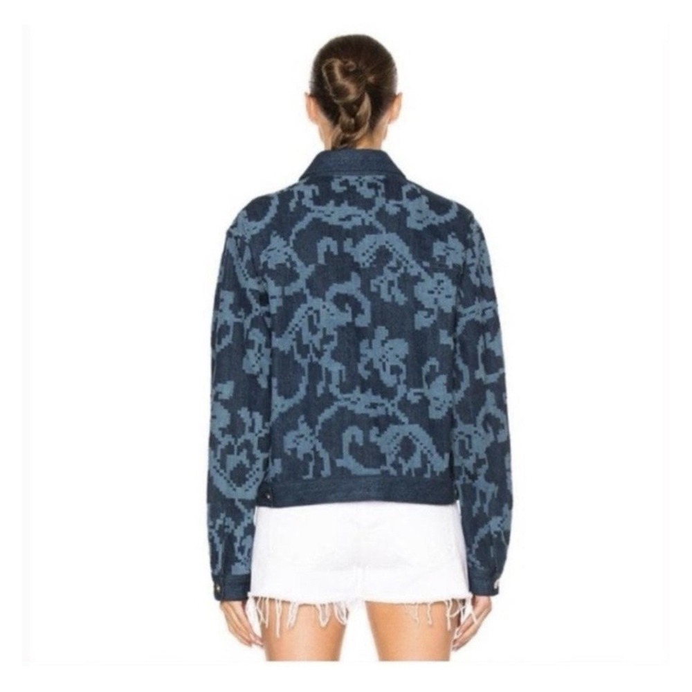 Rag & Bone Concord Indigo Mosaic Floral Contrast Button Denim Jean Jacket Size S - Picture 3 of 13